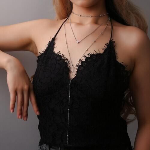 ABDOABDO European and American Fashion Multi-layer Stainless Steel Love Necklace Collier Sexy Necklace Ladies Jewelry