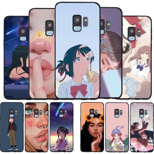 Anime Teenage girl animation Black TPU Silicone Soft Phone Case For Samsung Galaxy S20 S10 S9 S8 Plus Lite NOTE 10 9 8 S7 EDGE