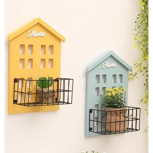 Wood House Style Wall Mounted Storage Shelf Rack Holder Organizer Home Decor