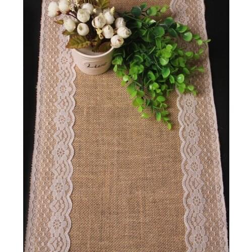 New Burlap Hessian Lace Wedding Table Runner Vintage Rustic Country