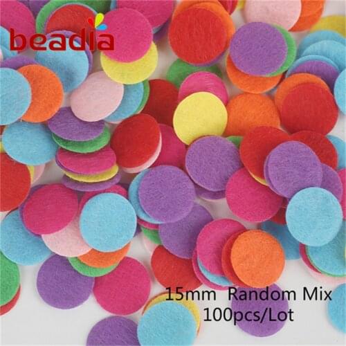 New Arriva! 100PSC DIY 15MM-30MM Round Felt Fabric Pads Accessory Patches Circle Felt Pads Fabric Flower Accessories