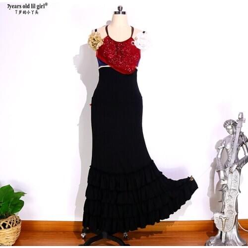 Dress Flamenco Dance Practice Spanish Skirt Wear Women ESS19