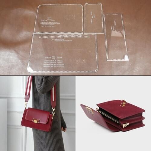 DIY Womens British Style Oblique Cross Shoulder Bag Transparent Template Making Drawing Patchwork Mould Leather Product Stencil