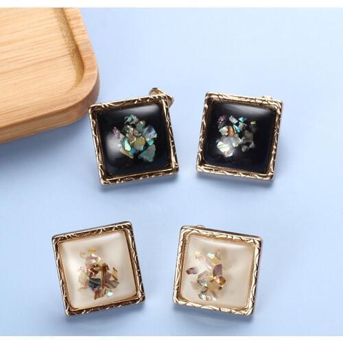 Stud Clip Earrings Square Resin Girls Vintage Clip On Earrings Geometric Non Pierced Ears Simple Desinger Accesories For Women