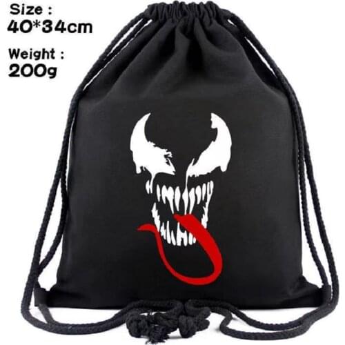 Marvel series venom drawstring drawstring backpack large capacity canvas storage lightweight school bag student sports backpack