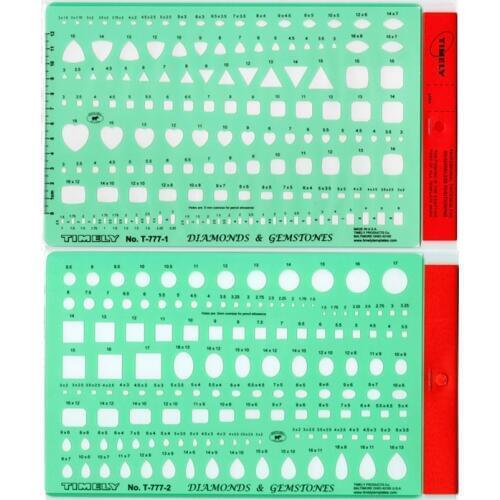 Diamonds Drafting Template Gemstones Drawing Template for Jewelry Designers T-777-1 and T-777-2