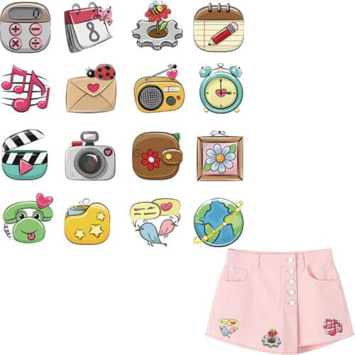 16pcs/set Small Elements Thermal Transfer Girl Boy T-Shirt Stickers Hot Tear New Design Thermal Patch Diy Patch
