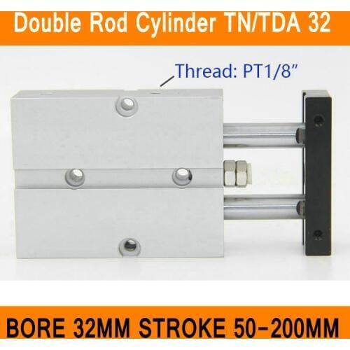 TN32 TDA Twin Spindle Air Cylinder Bore 32mm Stroke 50-200mm Dual Action Air Pneumatic Cylinders Double Action Pneumatic Parts