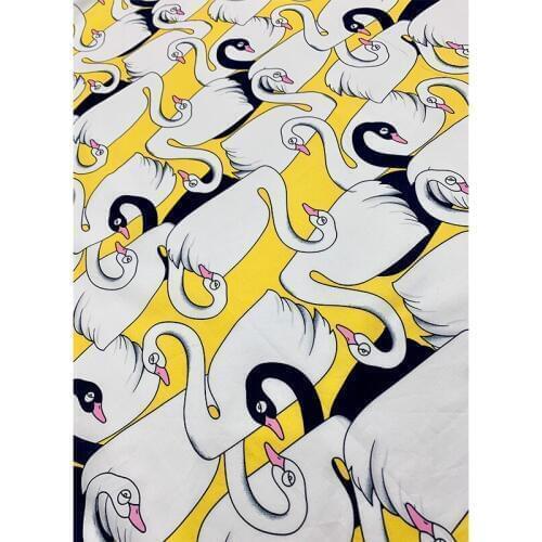 High precision Swan print pure cotton Fabric for Baby Cartoon Bedding Textile Patchwork Quilt Sewing Fabric Material