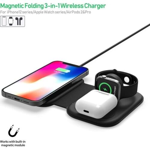 3 In 1 Fast 15W Charging Magnetic Wireless Charger Station for Magsafe IPhone 12 Pro Max Chargers for Apple Watch Airpods Pro