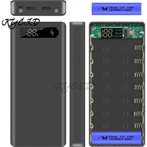 DIY 8x18650 Battery Charger Box Power Bank Holder Case Dual USB LCD Digital Display 18650 Battery Shell Storage Organize Type-C