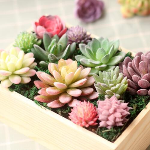 1PC Green Flocking Artificial Succulents Plants Garden Miniature Fake Cactus Bonsai Desktop Fake Plants Home/Party/Wedding Decor