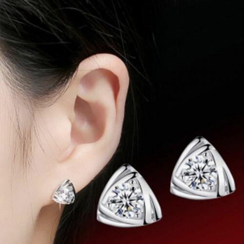 Triangle Wild Stud Earrings Silver Color Irregular Geometric CZ Zircon Stud Earrings For Women Temperament Fashion Jewelry