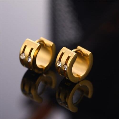 2020 Trend Small Circle Creoles Hoop Earrings Female Gold Color Stainless Steel CZ Sleeper Unusual Earrings For Women Jewelry