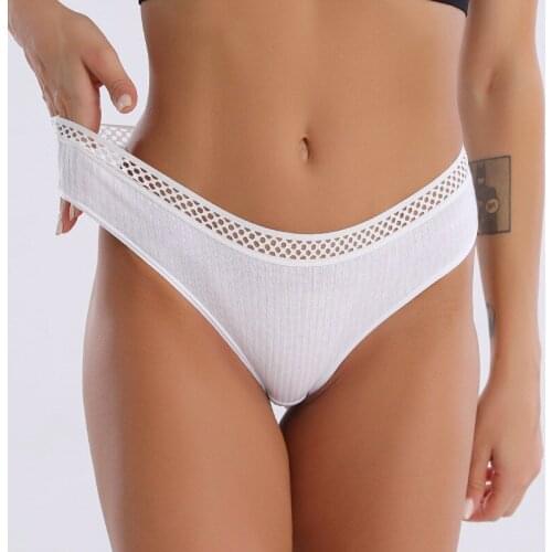 Womens Panties Seamless Breathable Panties Pure Cotton Sexy Underwear Womens Low-Rise Mesh Thong T Pants