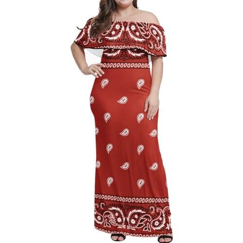 Plus Size Sexy vintage Long Dresses Print On Demand Bandana Print dress Style Womens Party Clothing One Shoulder Dresses