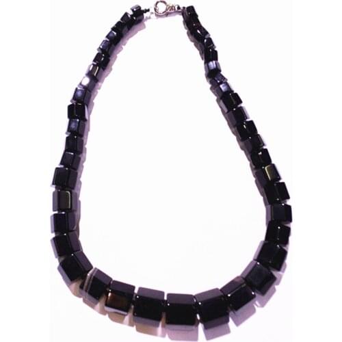 1 Strand/43Pcs Best Gift Fashion Jewelry Natural Black Agate Facet Hexagon Unisex Pendant Necklace Length 210mm