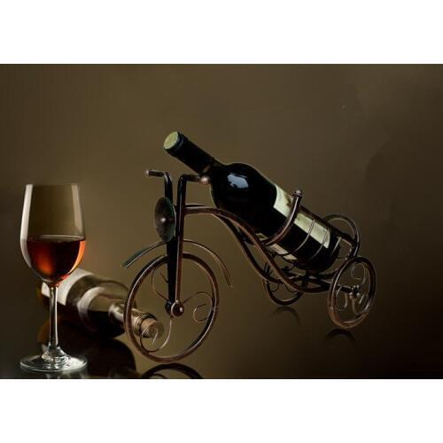 1PC Retro Tricycle Shape Red Wine Rack Kitchen Wine Holder Metal Wine Shelf for Wedding Banquet Restaurant Home Bar EKI 2053