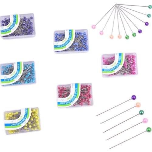 100 Pcs/lot DIY Round Pearl Head Dressmaking Pins Weddings Corsage Florists Sewing Crafts Pin Accessories Tools