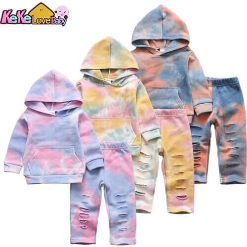 Newborn Infant Baby Boys Clothes Set Outfits Hoodies Pants Fashion Girls Clothing Cotton Tie Dye 2Pcs Toddler 2020 Autumn Winter