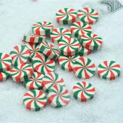20PCS/Pack 20mm Three-Color Green-White-Red Strip Faux Candy,Clay Candy,D.I.Y Miniatures,Free Shipping