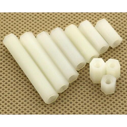 25 Pcs Nylon Standoff Spacer Screw M2.5 Female Screw x M2.5 Female Screw Length 6-15mm Color White