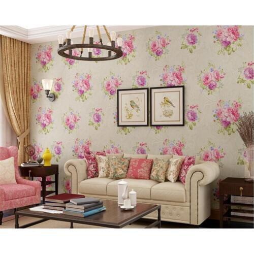 Beibehang papel de parede Classic 3d wallpaper romantic pastoral flower fashion bedroom TV background wall cloth papier peint