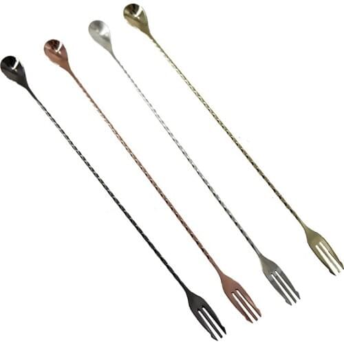44cm Trident Barspoon Long Stainless Steel Cocktail Stirrers Bar Mixing Spoon for Mixing your Favorite Cocktails