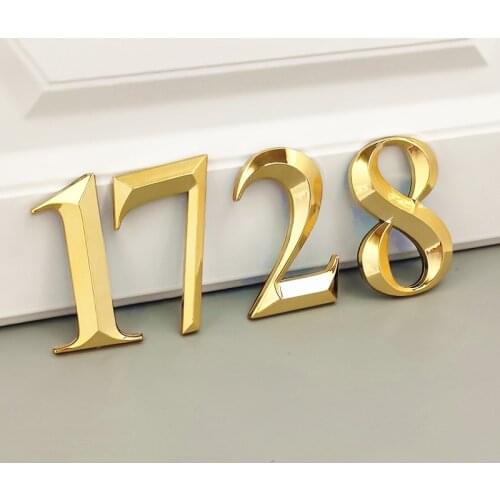 7CM 3D Gold Self Adhesive Door Number Sign Number Digit Apartment Hotel Office Address Street House Number Stickers Plate Sign