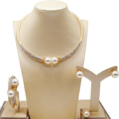Free Shipping High Quality Zinc Alloy Traditional Design Engagement Plated Gold Ladies Big Jewelry Set