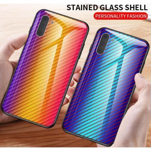 For Samsung Galaxy Note 10 Plus A10s A20s A30s A50S A50 A90 M30s Fashion Shine Colorful Carbon Glass Phone Case Shockproof Cover