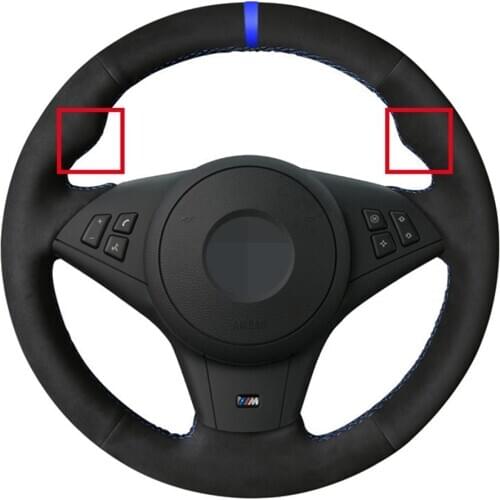 Car Steering Wheel Cover Black Genuine Leather Suede For BMW E60 E63 E64 Cabrio M6 2005 2006 2007 2008 2009 2010