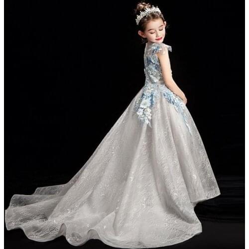High-end luxury children Catwalk evening dress 2020 New Sequines stitching ball gown birthday party dress for girls vestidos L15