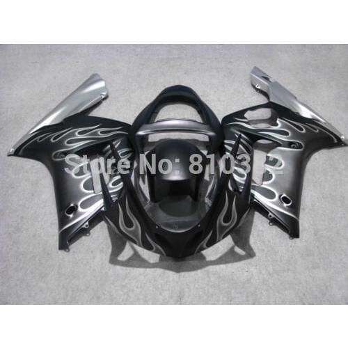 Motorcycle Fairing kit for KAWASAKI Ninja ZX6R 03 04 ZX6R 636 2003 2004 White flames matte black Fairings set + gifts SQ11