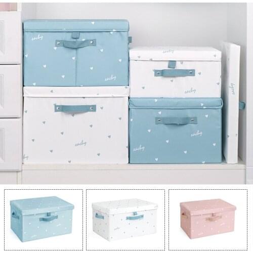 Cute Organizer Box Quilt Storage Box With Lids Large Capacity Fabric Folding Cloth Organizer Closet For Kid Toys Cloth Container