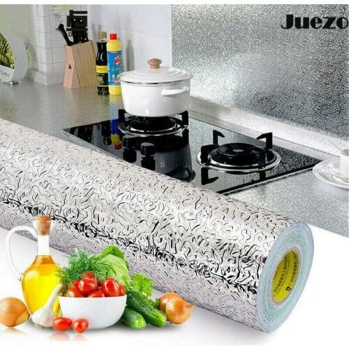 Kitchen Oil-proof Waterproof Stickers Aluminum Foil Kitchen Stove Cabinet Self Adhesive Wall Sticker Home Decor