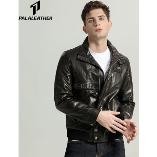 Embroidered Stand-Collar Vegetable Tanned Goatskin Jacket