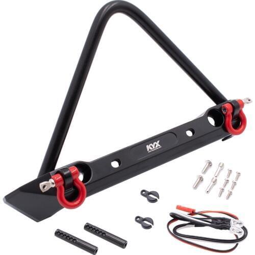KYX Racing Metal Front Bumper w/ Lights Upgrades Parts Accessories for RC Crawler Car Axial SCX10 II 90046 Traxxas TRX-4 TRX4