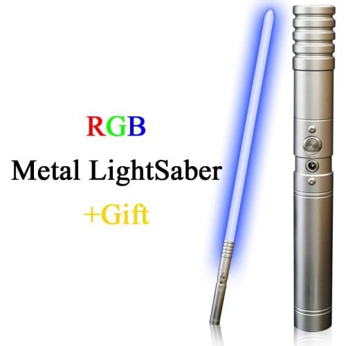 RGB Light Saber Color Changing Blaster Lock-Up Laser Sword Metal Handle Heavy Dueling Sound FX FOC Lightsaber Kids Cosplay Toy