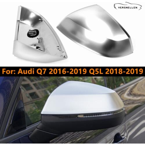 Q7 Matte Chrome Side Mirror Cover for Audi Q7 2016-2019 Q5 2019 Side Mirror Cap Reversing Mirror Cover Housing OEM Replacement
