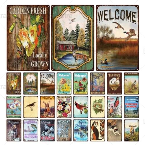 Metal Iron Sign Animal Wildlife Zoo Garden Natural Ecological Zone Wall Decoration Tin Plate Iron Painting Bird Cat Flower Paint