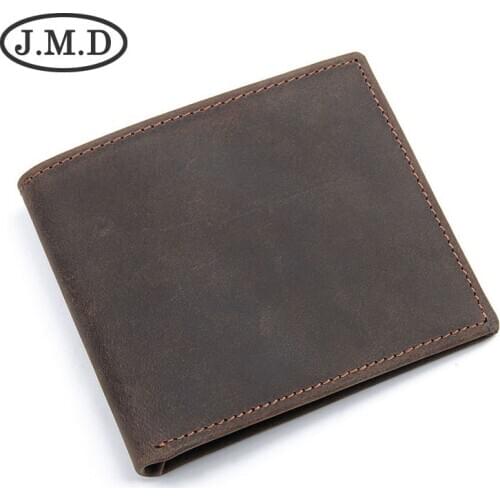 Leather Mens New Leather Wallet Crazy Horse Leather Retro Wallet Short Wallet Card Case Coin Pocket