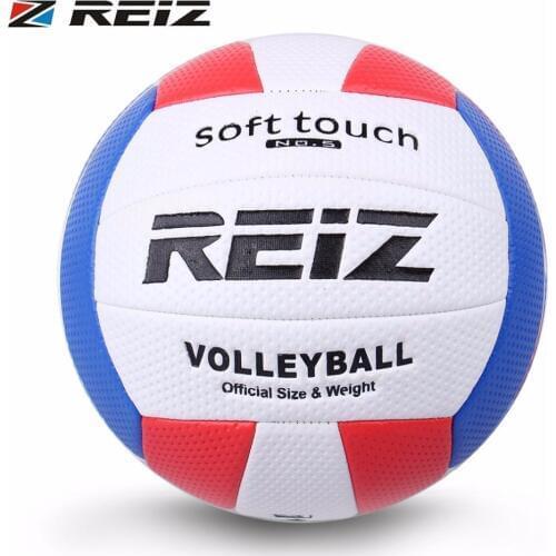 REIZ Soft Touch Volleyball Ball Training Competition Ball PU Leather Standard Size 5 Outdoor Indoor Volleyball Ball For Students