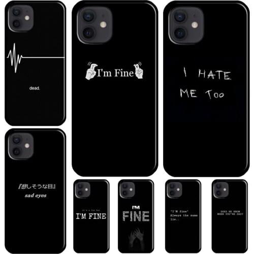 Sad depression Black Word Aesthetic soft Case for iPhone 11 12 Pro Max 12 Mini 7 8 XR SE X XS MAX 6s 7 8 Plus 5S cover