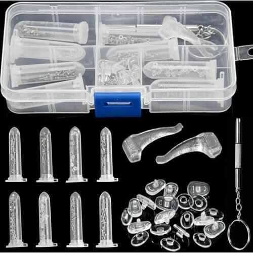 Watch Eyeglass Repair Kit Eyeglass Repair Screwdriver Silicone Nose Ear Pad Steel Screw Nut Plastic Shoulder Washers With Box
