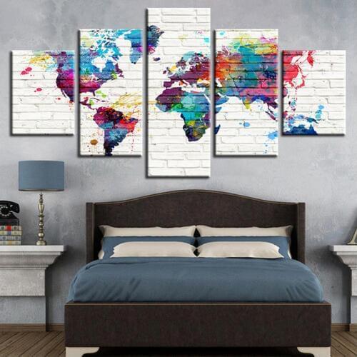 5 Pieces Abstract World Map Watercolor Pictures by number Mosaic Diamond Embroidery Full Display 5D Diy Diamond PaintingZP-2709