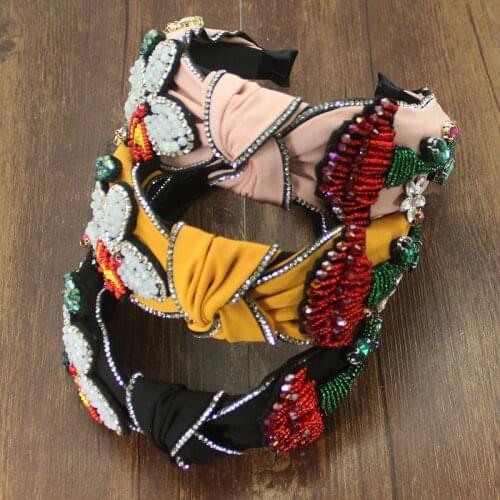 2021 New Elegant Handmade Fashion Tiara Headbands Flower Diamante Crystal Beads Rhinestone Bohemia Headwear Women Hair Jewelry