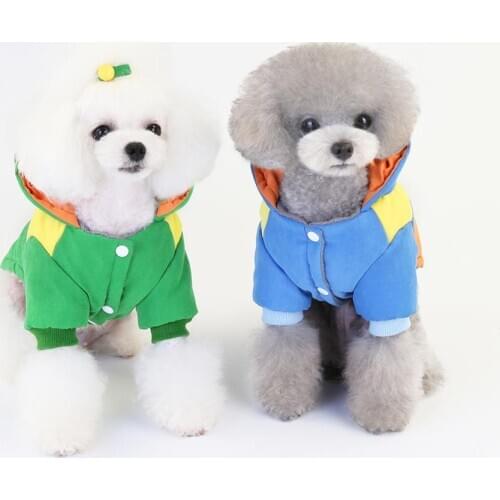 Pet clothing Dog clothing autumn/winter clothing new pet clothing two-legged cotton-padded coat winter matching color small cott