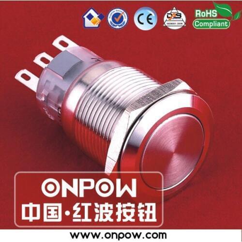 ONPOW 19mm metal latching pushbutton switch 2NO2NC anti-vandal LAS1-AGQ-22Z/S