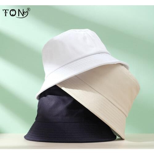 Black White Solid Bucket Hat Unisex Bob Caps Hip Hop Gorros Men women Summer Panama Cap Beach Sun Fishing boonie Hat